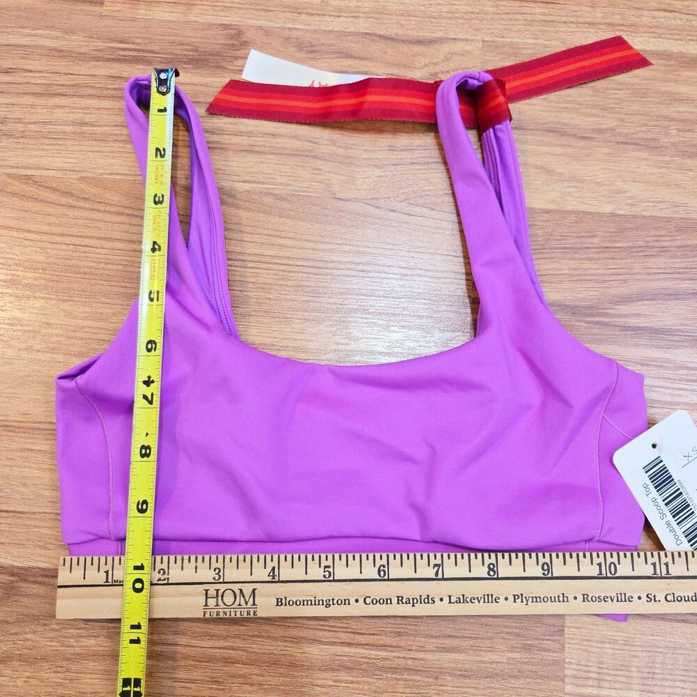 NEW Left On Friday Double Scoop Bikini Top XS Punch Fuchsia Pinup Beach Swimsuit - Picture 5 of 7
